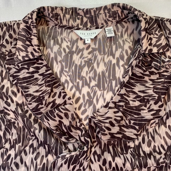 Ted Baker Bertei Ruffle Blouse with Metal Ball Trim Size 4 - Picture 4 of 14